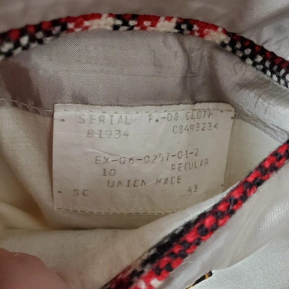 Vintage Men's Wool Blazer Red Black White Plaid 43 Regular Oversized - Picture 14 of 16